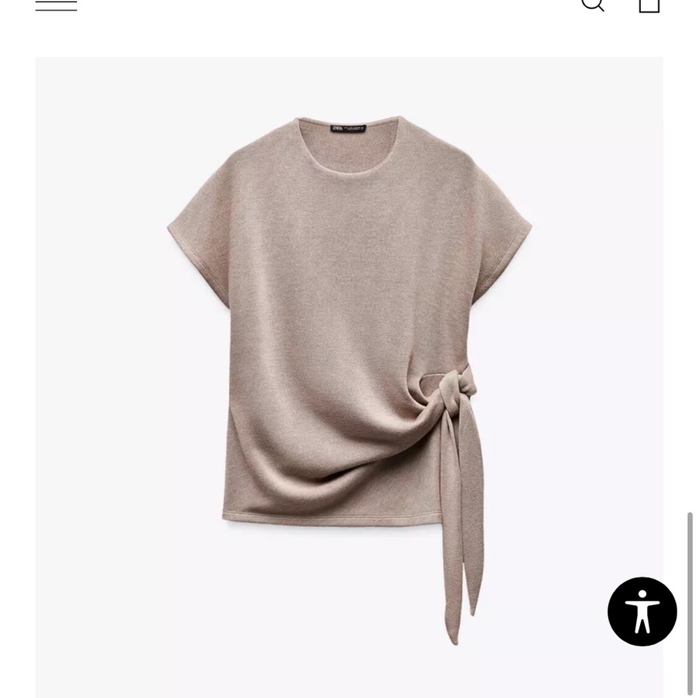 Zara Beige Tie-Front Top
